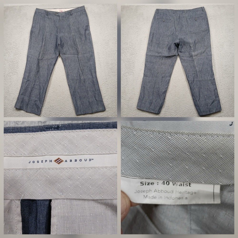 Joseph Abboud Heritage Dress Pants Men's 40W Blue Chambray Flat Front